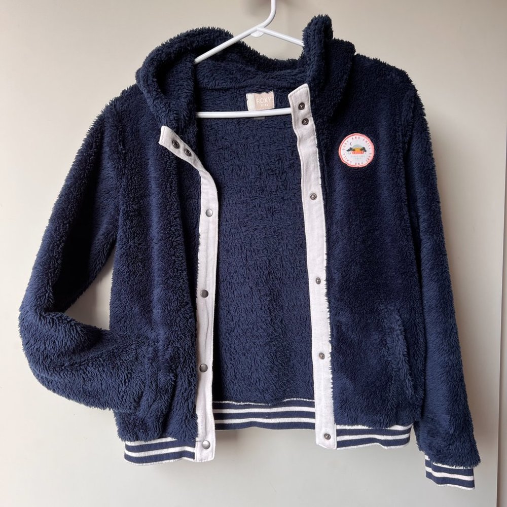 EUC Roxy Girl Cozy Snap Up Sherpa Hoodie